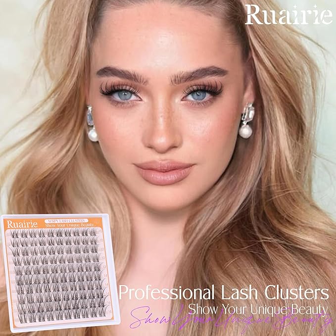Lash Clusters Natural Eyelash Clusters Wispy Lashes Clusters 10-16mm 100pcs Cluster Eyelash Extensions DIY 3D Individual Lashes Extensions with Invisible Band Natural Lash Extensions by Ruairie