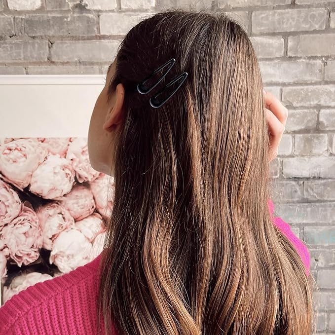 20 PCS Metal Snap Hair Clips Water Drop No Slip Barrettes for Women Bright Small Hair Clips For Thick And Thin Fine Hair,Black,1.97 x 0.5 In.