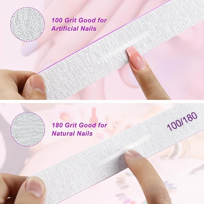 Nail Files (30 Pack), 100/180 Grit Double Sided Emery Boards for Natural & Acrylic Nails, Reusable Manicure for Women & Men, Professional Fingernail Filer & Lima de UÃÂ±as for Salon & Home Use
