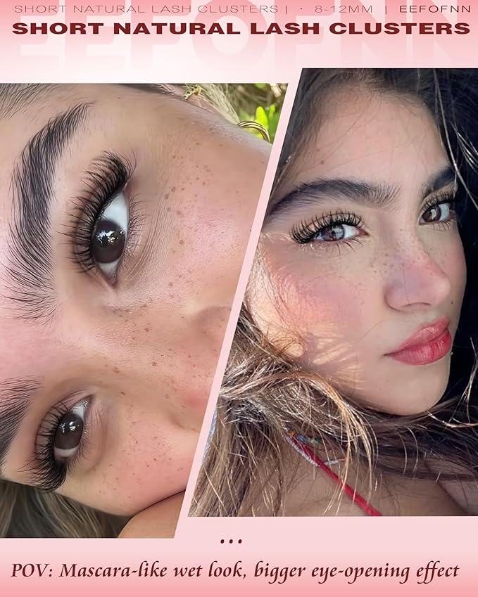Lash Clusters Natural Eyelash Clusters Wispy Lashes Clusters C Curl Cluster Eyelash Extensions 8-14mm Lash Cluster Invisible Band Individual Lashes Bunny Cluster Lashes by Eefofnn