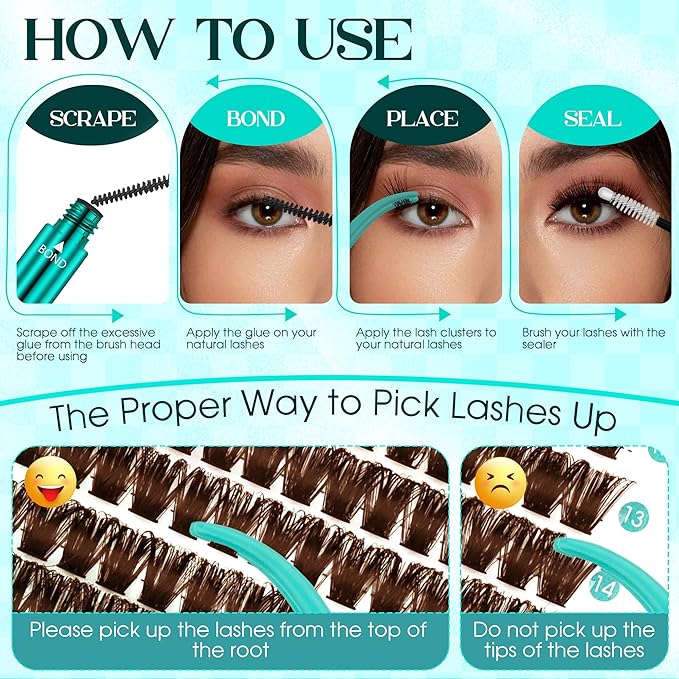 Brown Lash Clusters 280PCS Eyelash Clusters Natural Looking Individual Lash Extenison Fluffy Cluster Lashes DIY Lashes at Home by GEMERRY（40P-10-18mm-Brown)