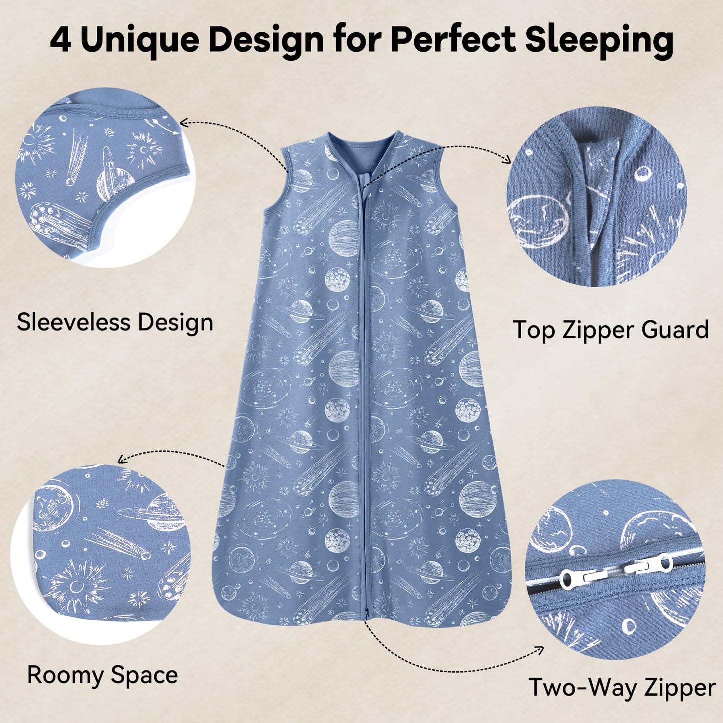 Unnivoll Baby Sleep Sack 6-12 Months 3 Pack 100% Cotton Lightweight 0.5 TOG Wearable Blanket Baby Sleep Bag with 2-Way Zipper for Newborn Infant Green