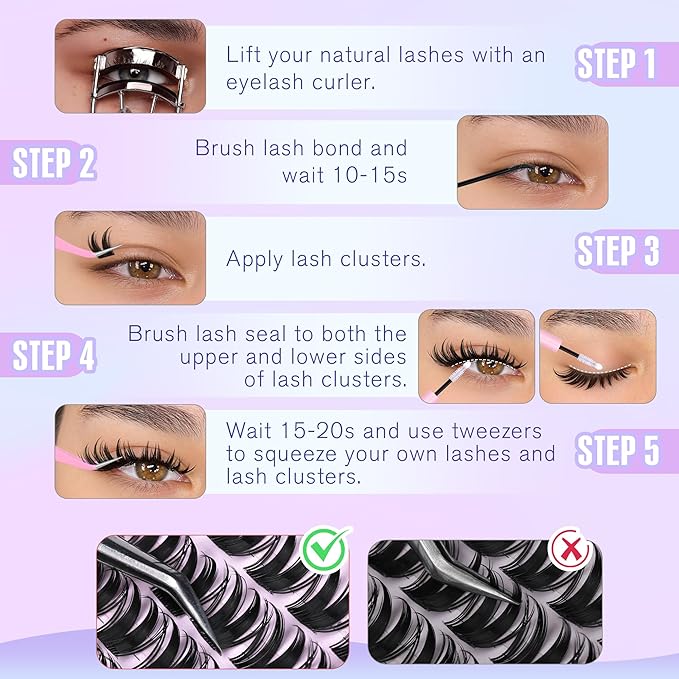 Bunny Manga Lash Clusters Wispy Spikes Eyelash Clusters Anime Fairy Cluster Eyelash Extensions Natural 8-16MM Individual Lashes CD-Curly DIY Lash Extension at Home by Newcally