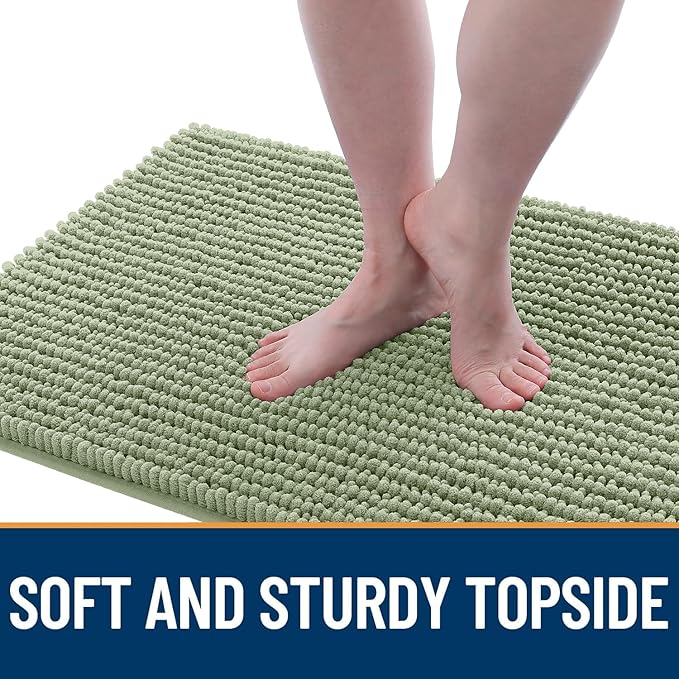 OLANLY Dog Door Mat for Muddy Paws 47x24, Ultra Absorbent Chenille Mud Doormat, Non-Slip Washable and Dirt Trapping Doormat for Indoor Entryway, Quick-Dry Indoor Pet Bed Mats for Dogs, Sage Green