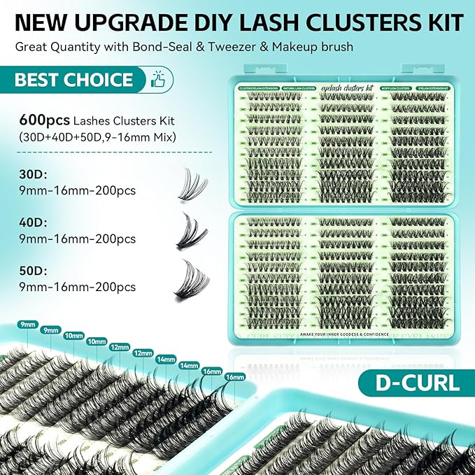 Wispy Lash Clusters, Individual Cluster Lashes, DIY Cluster Eyelash Extensions for Natural Wispy Look, Soft Lightweight Individual Lash Clusters for At-Home Lash Extension (30D&40D&50D 9-16mm)