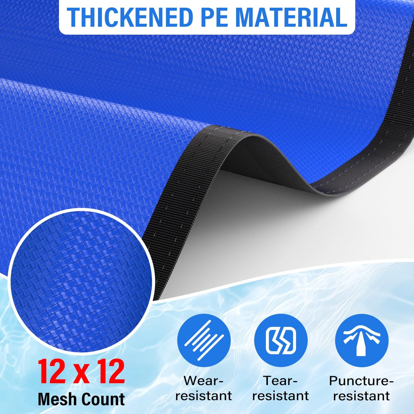 TIXANF 18FT Pool Ground Cloth, 12x12 Mesh Heavy Duty Pool Liner Pad with Anti-Aging PE, Stainless Steel Grommets, Puncture Resistant Under Mat for Above Ground Pools, Tarp for Under Pool