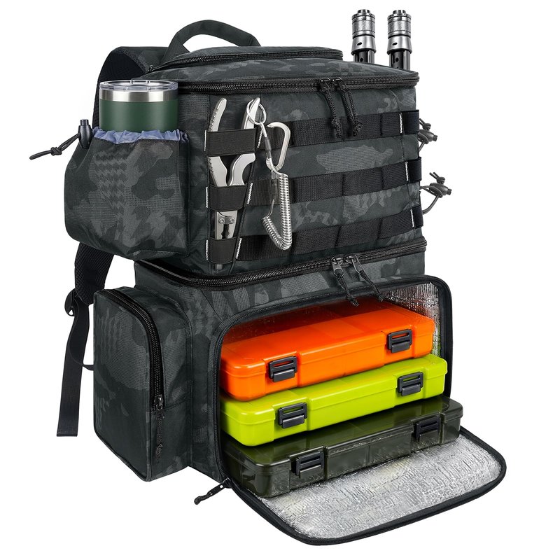 MATEIN Fishing Backpack, Water Resistant Tackle Storage Bag with Rod Holders & Cooler, Fishing Gifts for Men