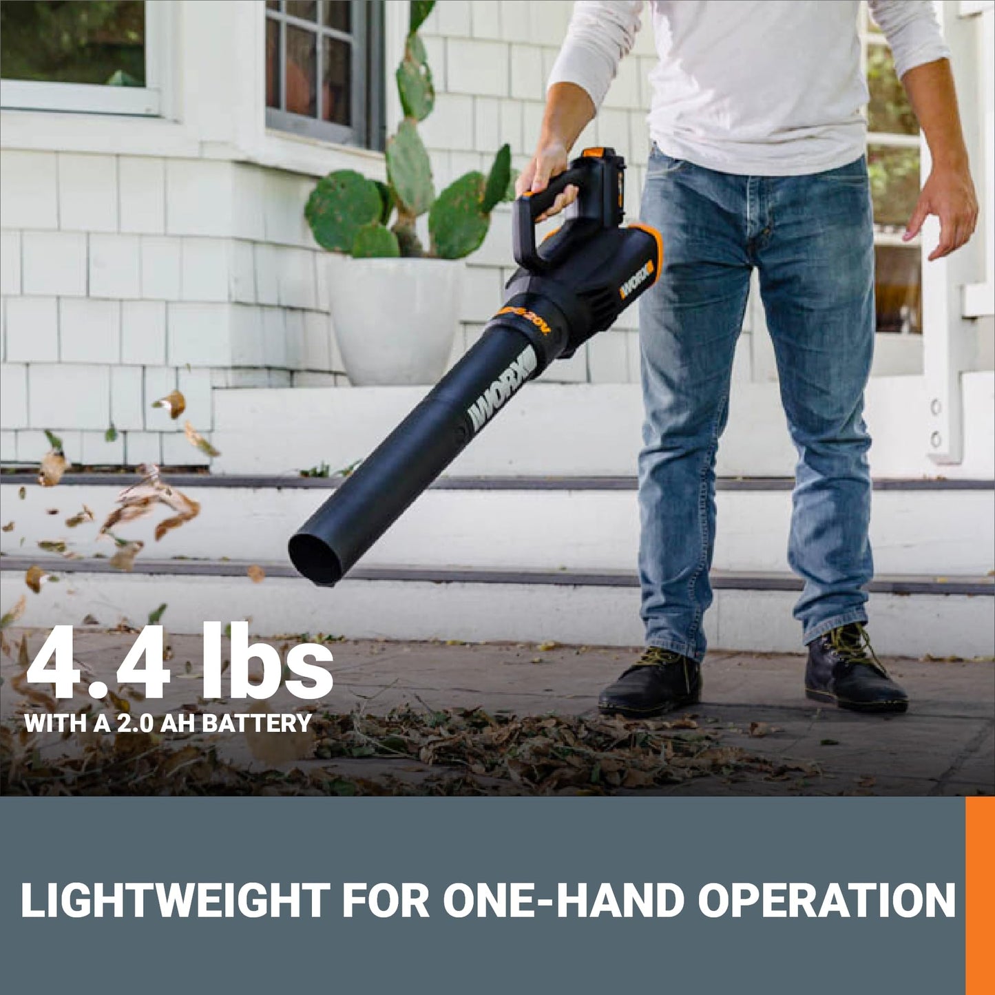 WORX Cordless Leaf Blower, Electric Blower with Turbine Fan, Blowers for Lawn Care with 2 Speed Control, Battery & Charger Included, WG547