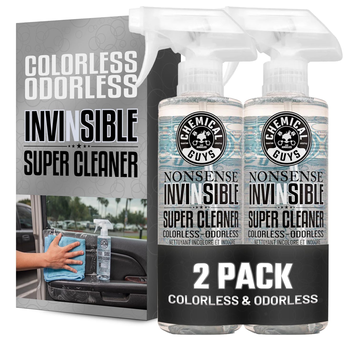 Chemical Guys Nonsense Colorless & Odorless All Surface Cleaner - Interior Cleaner, Safe for Vinyl, Rubber, Plastic, Carpet, and Upholstery, pH Balanced, Residue-Free, Unscented, 16 Fl Oz, Pack of 2