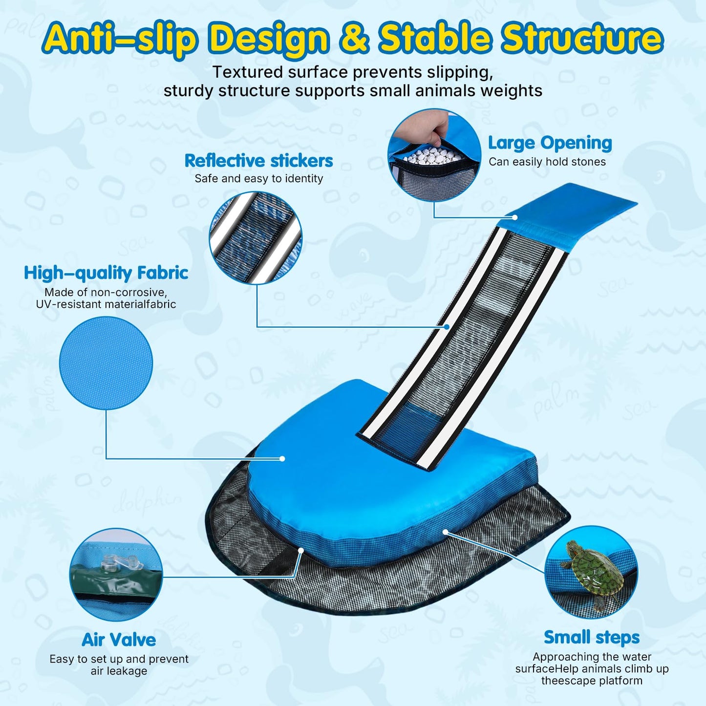 SDLDEER Animal Saving Escape Ramp Critters, 2Pcs Frog Saver Pads Ladder for Swimming Pools Lily Pad for Frogs Float Life Saving Wildlife Duck Creature Rescue Bridge Log Maintenance Kits（Blue）