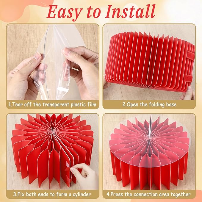 6Pcs Buffet Risers, Valentine's Day Food Risers for Table, Foldable Cake Display Stands, Tall Cardboard Cupcakes Stand for Show Catering Desserts Jewelry Wedding Birthday Party Decoration (Red)