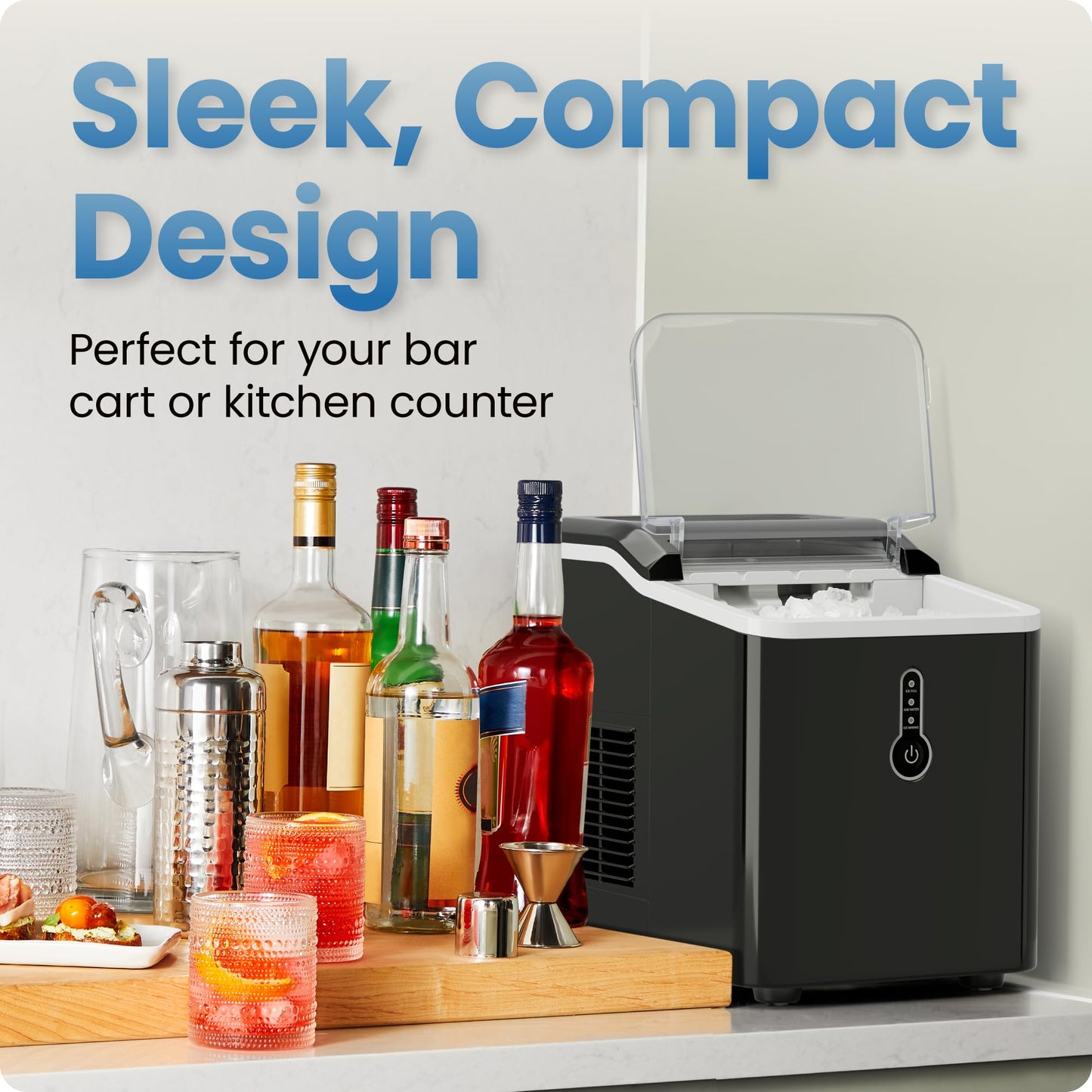 Iceman by Chefman Nugget Ice Maker Countertop, Pebble Ice Maker Machine, 26 lb in 24 Hours, Ready in 6 Minutes, Removable Ice Basket, Fun and Chewable Cubes, 1.5L Water Tank, Self-Cleaning Function