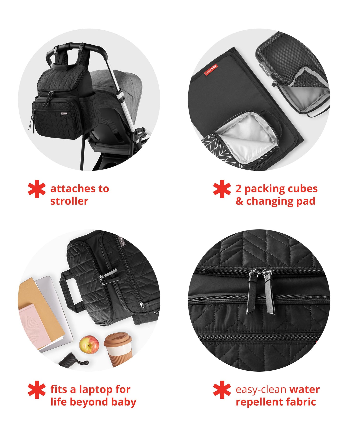 Skip Hop Diaper Bag Backpack: Forma, Multi-Function Baby Travel Bag with Changing Pad & Stroller Attachment, Chocolate