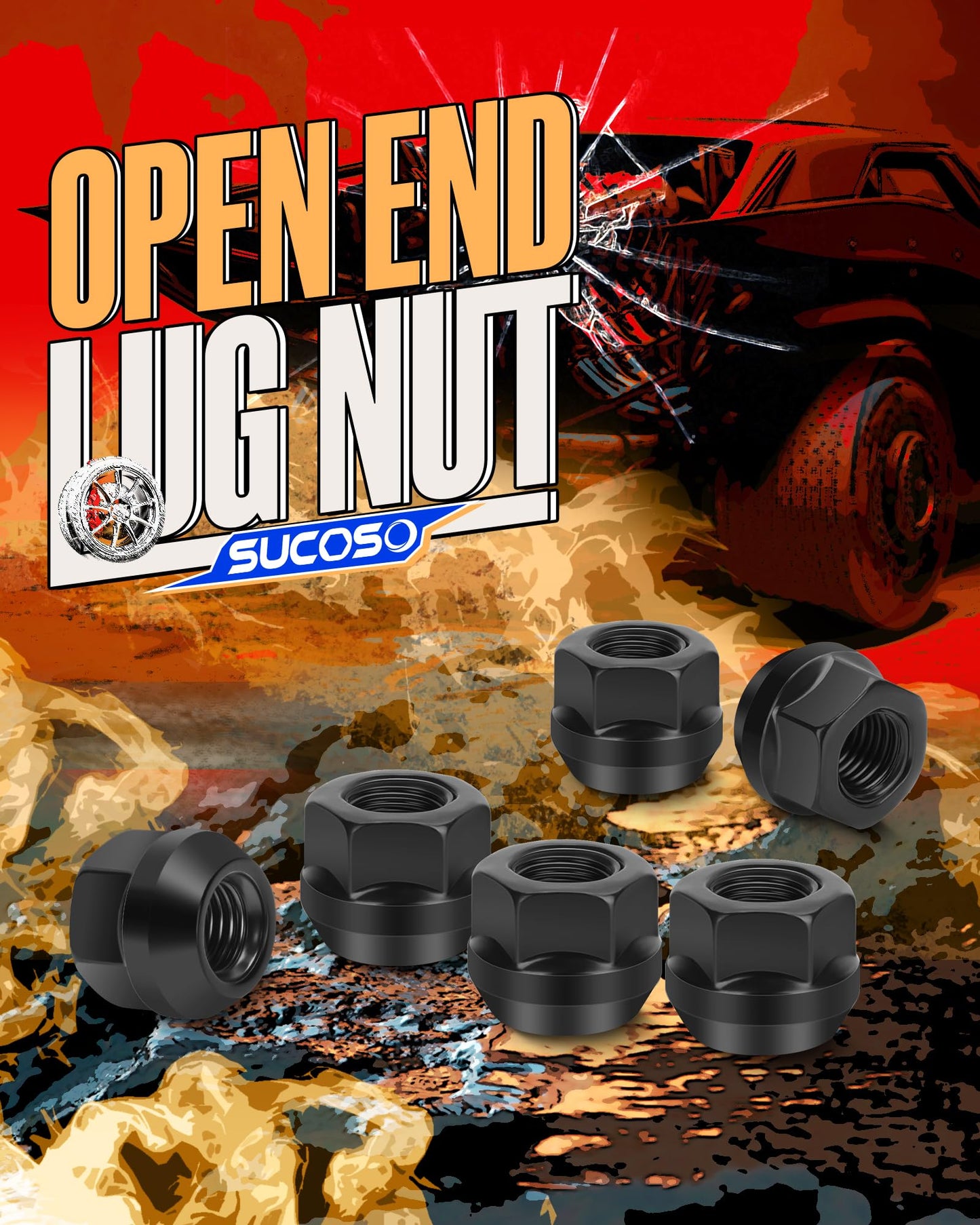 M10x1.25 Open End Lug Nuts Fit for Honda Rancher Foreman, 16pcs 10x1.25 One-Piece Design Lugnuts for Can-Am Commander Maverick, Black ATV Lug Nuts for Kawasaki Mule Brute Force Polaris Sportsman
