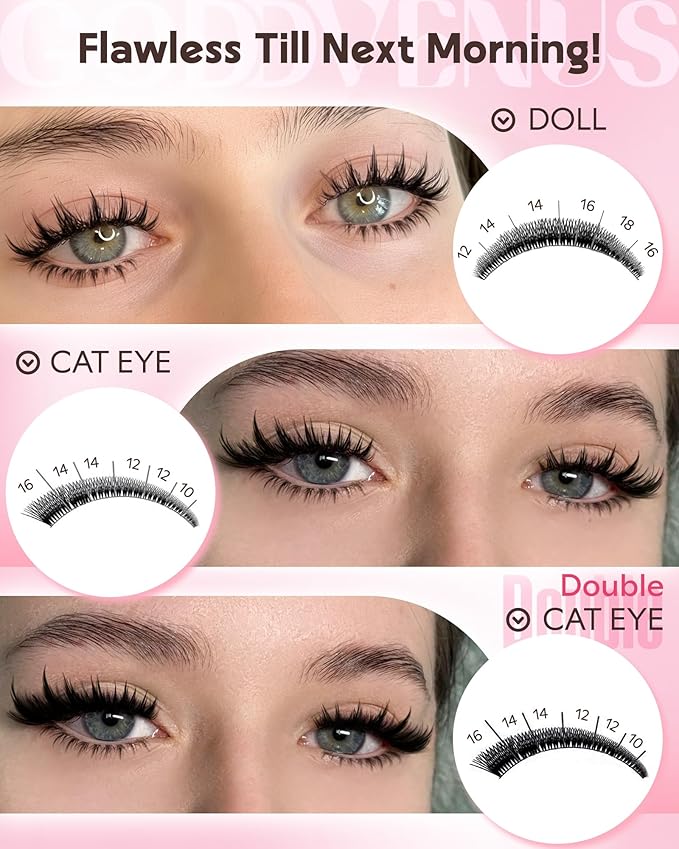 Goddvenus Manga Lash Clusters Kit Natural 280Pcs Cluster Eyelash Extensions Kit Wispy Anime Eyelash Clusters Fairy Fluffy DIY Individual Lash Extensions Kit C Curl 12-20mm