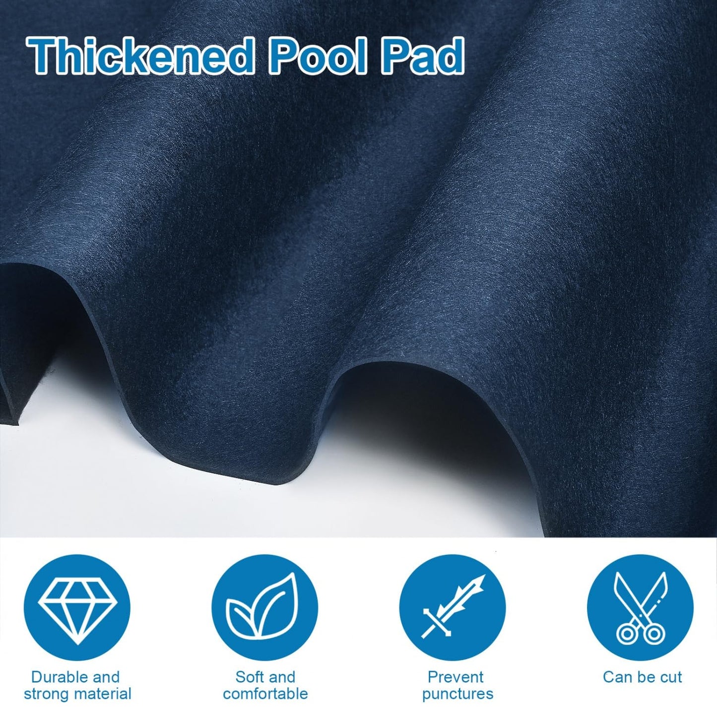 Gonioa 15 FT Pool Pad for Above Ground Pools, Round Pool Liner Pad Under Pool Mat for Above Ground Pools, Navy Blue Heavy Duty Pools Ground Pad to Prevent Puncture and Extend Liner Life