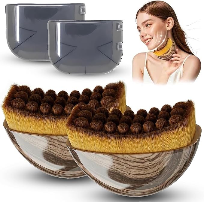 2 PCS Lymphatic Contour Face Brush, Manual Lymphatic Drainage Massager, Ergonomic Facial Cleansing Brush for Sculpting with Durable Soft Bristles - Dry Massage Tools