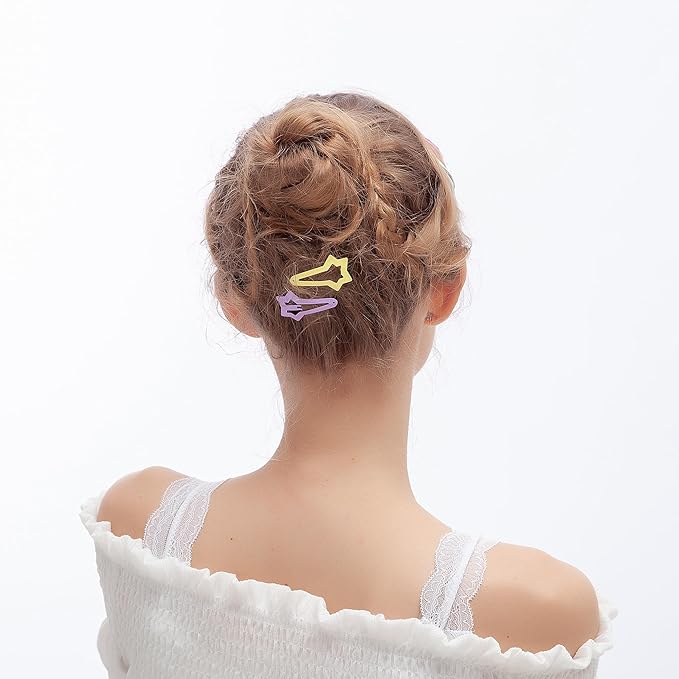 ECADY 100-Piece Metal Snap Hair Clips for Girls, Toddlers, and Kids - Comet Star Barrettes Perfect for Fine Hair, Thick Hair, and More - Featuring Star with a trailing tail Designs