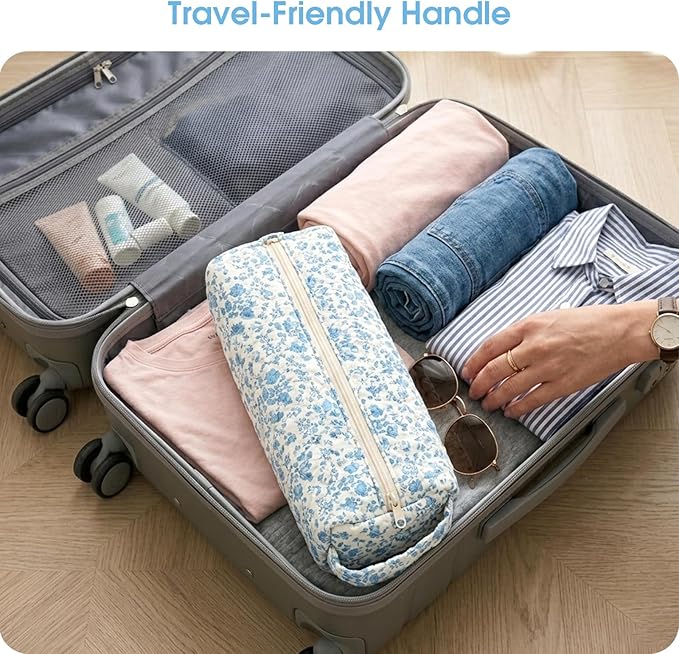 Hair Tools Travel Bag, Soft Compact Case Compatible with Dyson Airwrap & Shark Flexstyle, Curling Iron & Flat Iron Storage Organizer, 14" Portable Hair Accessories BagÃ¯Â¼ÂBlue FlowerÃ¯Â¼Â