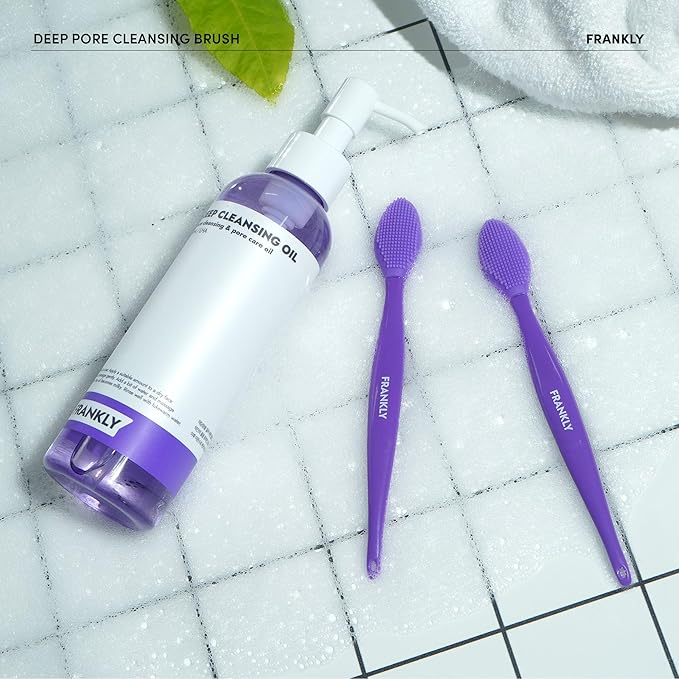 FRANKLY Pore Cleansing Silicone Face Brush | Gentle Facial Exfoliator & Blackhead Care | Deep Pore Cleanser & Massage Brush | Daily Skincare Tool for Smooth, Glowing Skin | Hygienic & Reusable