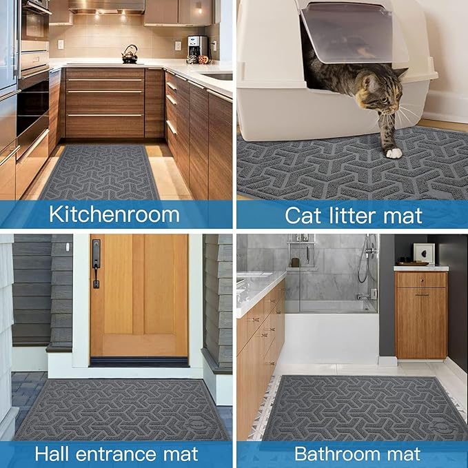UPSKY Cat Litter Mat, Litter Trapping Mat Soft on Kitty Paws, Large Litter Box Mat 35" x 24" Scatter Control for Indoor Cats Waterproof and Extra Large Pretty Litters Carpet