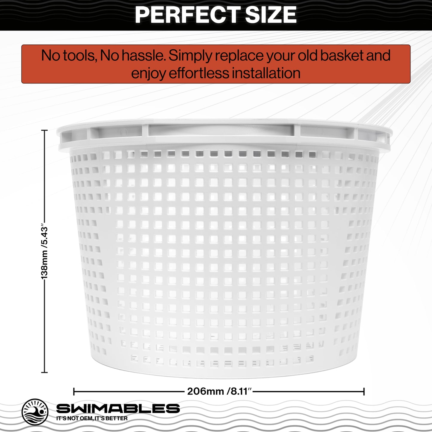 Swimables Pool Skimmer Basket Compatible with Waterway Skimmer Basket 542-3240 for Renegade Skimmers Pool Basket | Built-in Brass Weight | 316 Stainless Steel Handle & Convenient Rubber Grip