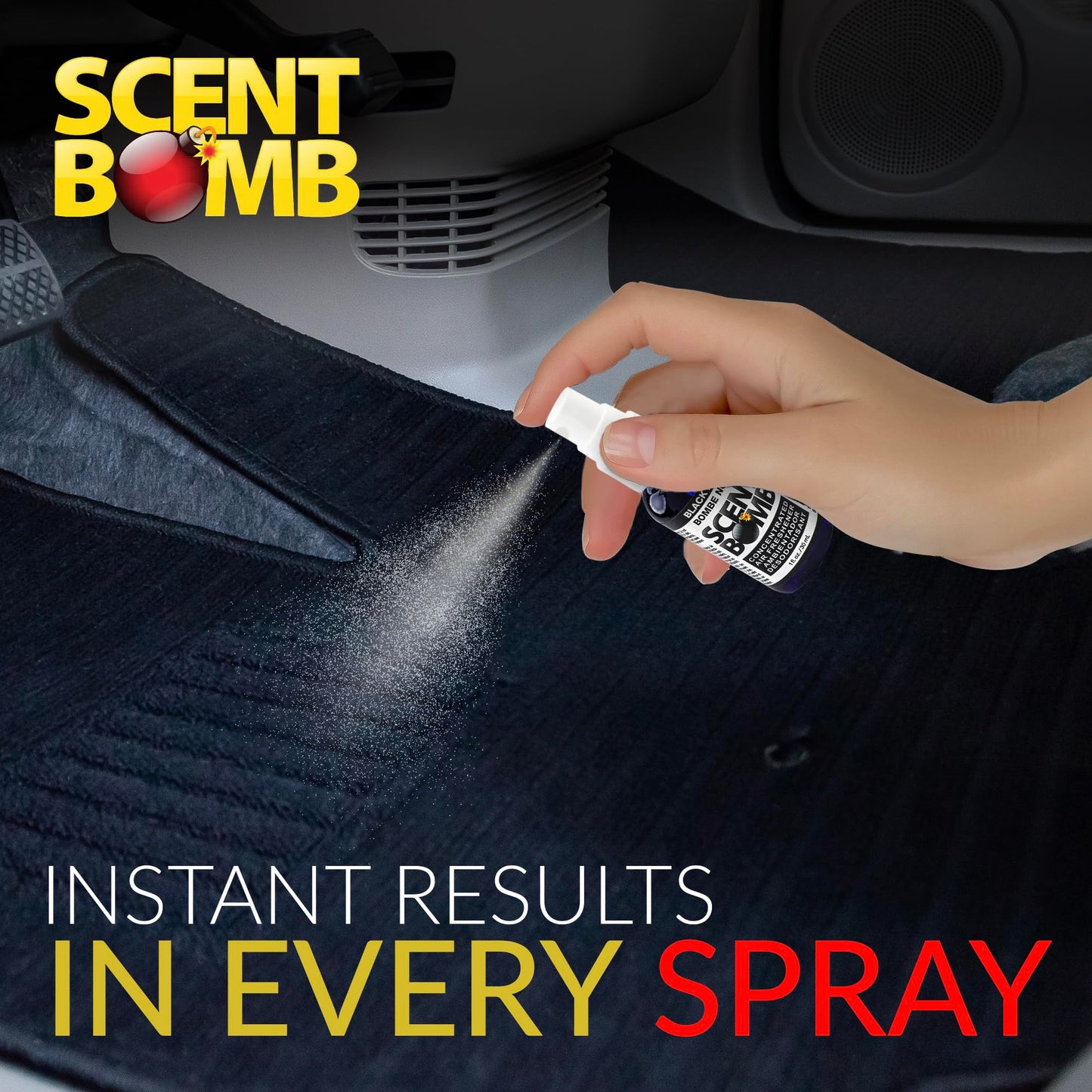 Scent Bomb Air Freshener Spray, Long-Lasting Odor Eliminator - Effective Deodorizer for Home & Car, Fresh Room Spray for Kitchen, Bathroom & Smell Neutralizer - 1 oz Pack of 4, Black Bomb Scent