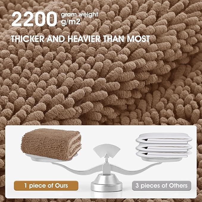IM HOME Chenille Absorbent Outdoor Doormat 60" x 48", Washable Muddy Door Mats for Dog Non Slip Indoor Doormats Dog Mat for Muddy Paw Front Inside Doormats for Entryway Camel