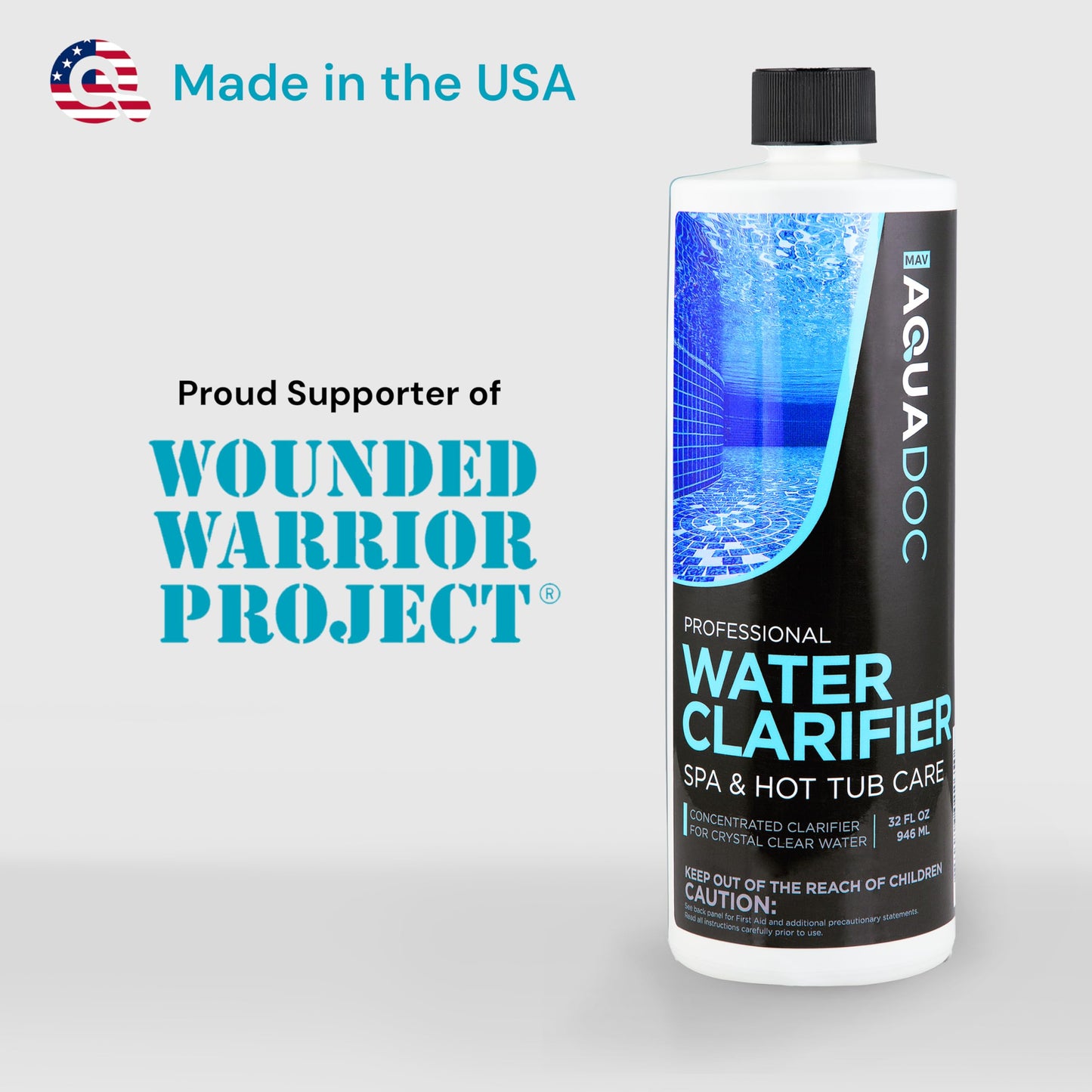 MAV AquaDoc Spa Clarifier & Hot Tub Clarifier for Fast Acting Cloudy Water Treatment, The Spa Clarifier Hot Tub Owners Love, Use Our Hot Tub Water Clarifier to Keep Your Spa Clear & Balanced - 32oz