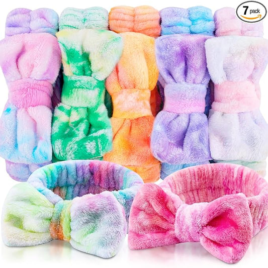 YOOVR 7pcs Spa Headband, Mothers Day Gifts Bulk, Stocking Stuffers for Teen Girls Women, Skincare Makeup Face Wash Headband, Hair Accessories, Party Favors for Adult, Easter Baskets Stuffers(Tie-dyed)