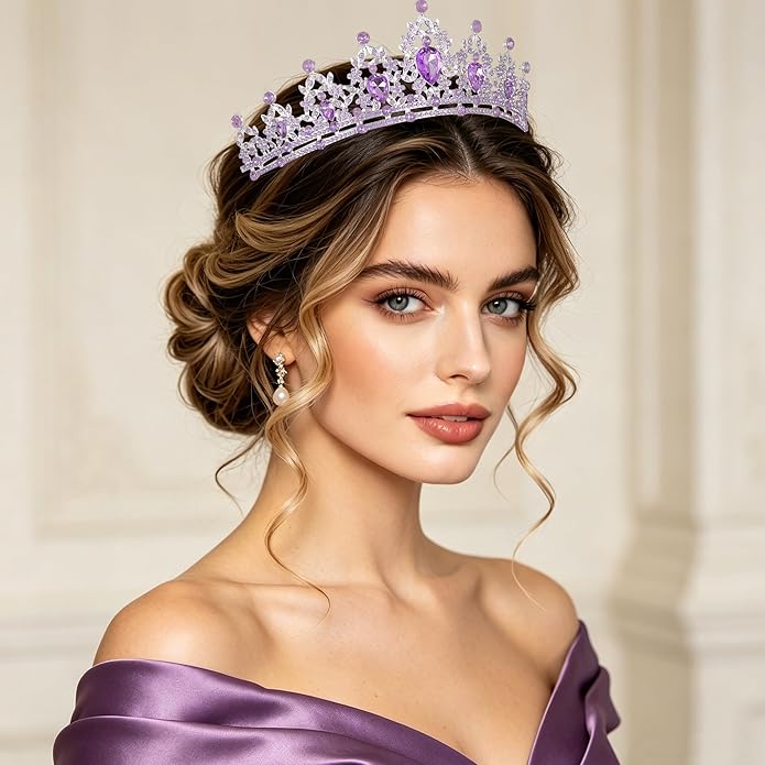 FORSEVEN Crystal Tiaras for Women, Wedding Tiaras and Crowns for Women Tiaras for Birthday Party Princess Crown Hair Accessories Bride Rhinestone Christmas Decorations Headband