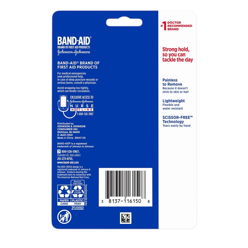 Band-Aid Brand of First Aid Products Tough Wrap Self-Adhesive Bandage Wrap, Elastic & Water-Resistant for Minor Wound Care & Dressing, Flexible Fabric, Lightweight, Durable, 2 in by 2.5 yd