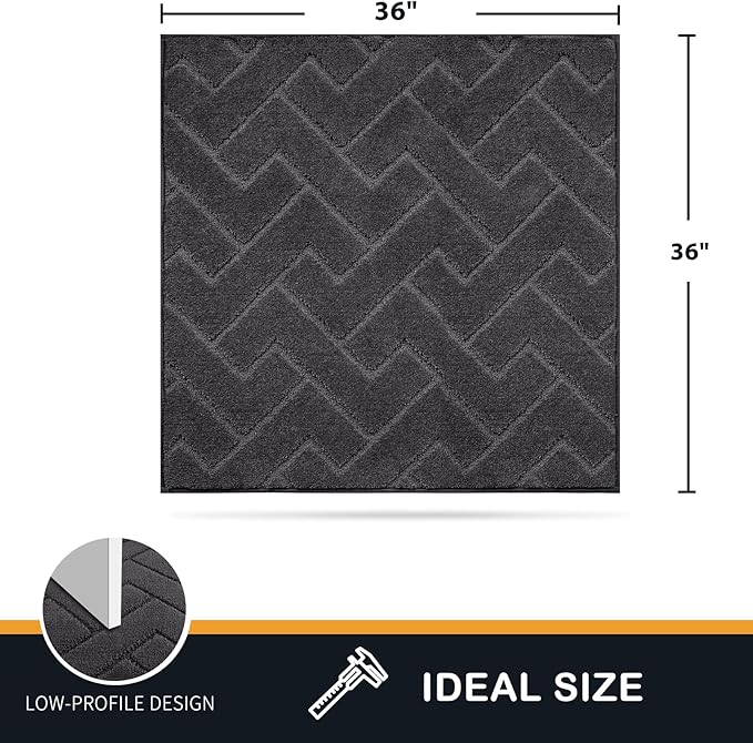 PURRUGS Dirt Trapping Door Mat 36" x 36", Non-Slip Machine Washable Entry Rug, Dog Doormat, Indoor Front Door Mat, Super Absorbent Entryway Rug for Muddy Shoes & Paws, Charcoal