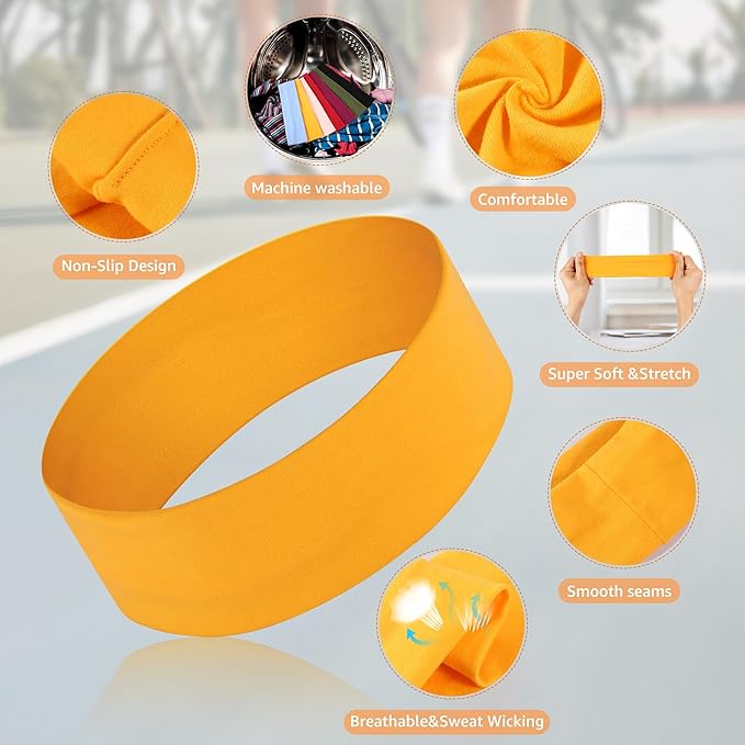 DiyJibb Headbands for Women, Stretchy Non Slip Soft Cotton Cloth Hair Bands for Sports, Workout, Yoga and Running, 7pcs