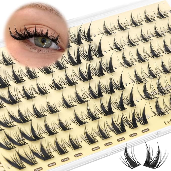 ALICE Lash Clusters with Spikes Anime Eyelash Clusters Natural Manga Eyelash Extensions 10-14mm Lash Extensions Thin Band DIY Left & Right Individual Lashes Cat Eye
