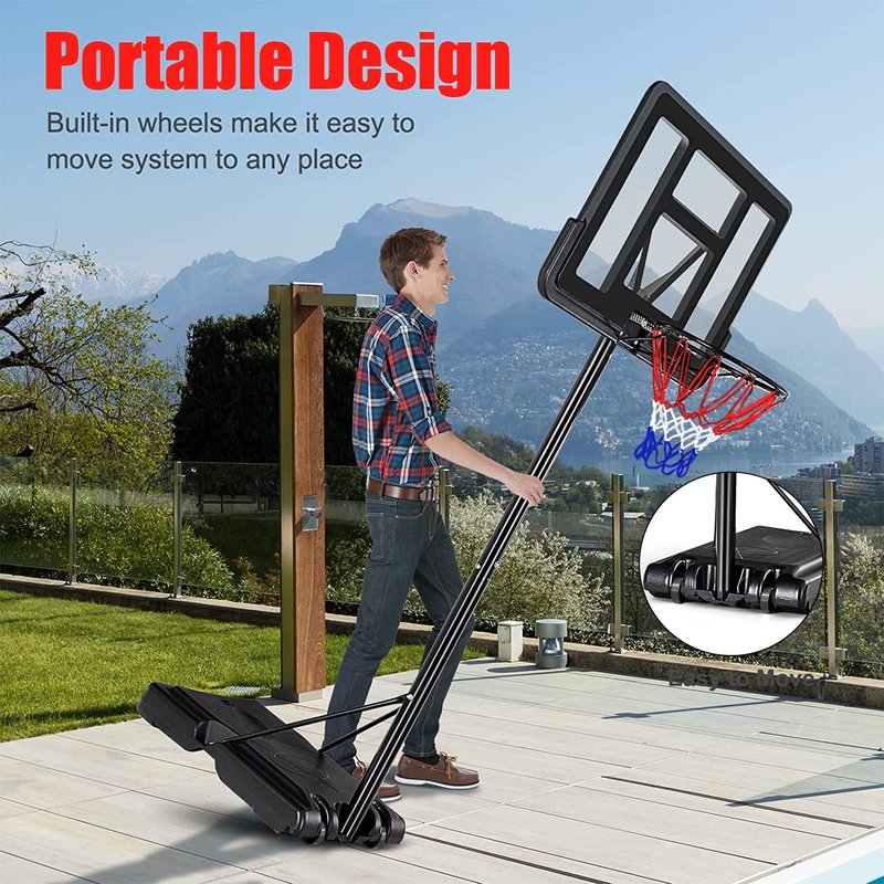 Basketball Hoop Outdoor,Portable Basketball Hoop Goal System 6.6-10ft Adjustable with 44 Inch Backboard & Wheels Basketball Equipment for Kids/Adults Indoor Outdoor 3+