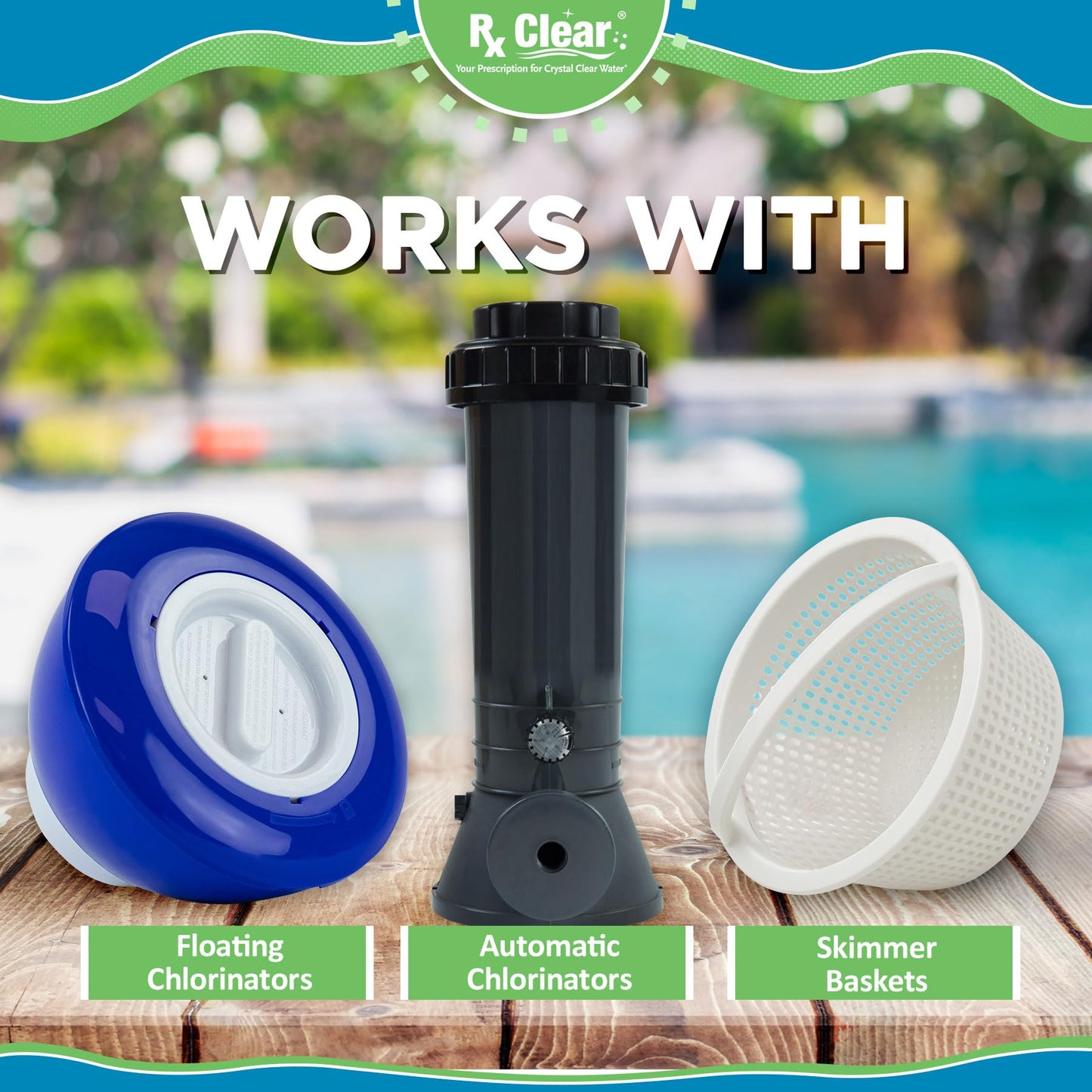 Rx Clear 3" Inch Chlorine Tabs | 10 Pounds | Individual Stabilized Chlorinating Tablets for Sanitizing Swimming Pools | Long Lasting, Slow Dissolving, and UV Protected