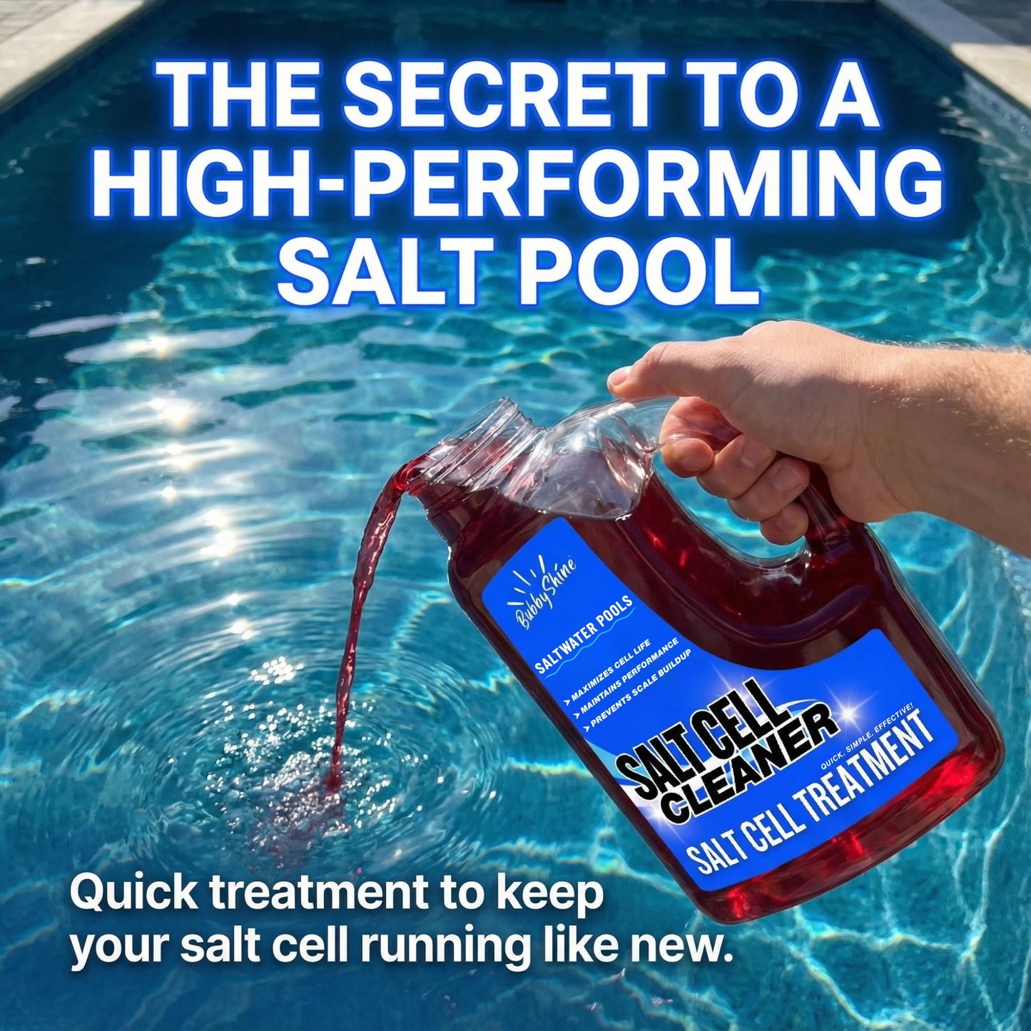 Salt Cell Cleaner for Pool, Pool Salt Cell Cleaner for Saltwater Pools, Salt Generator Cell Cleaner Solution, Helps Reduce Scale Buildup, 3 L (101.5 fl oz) - BubbyShine
