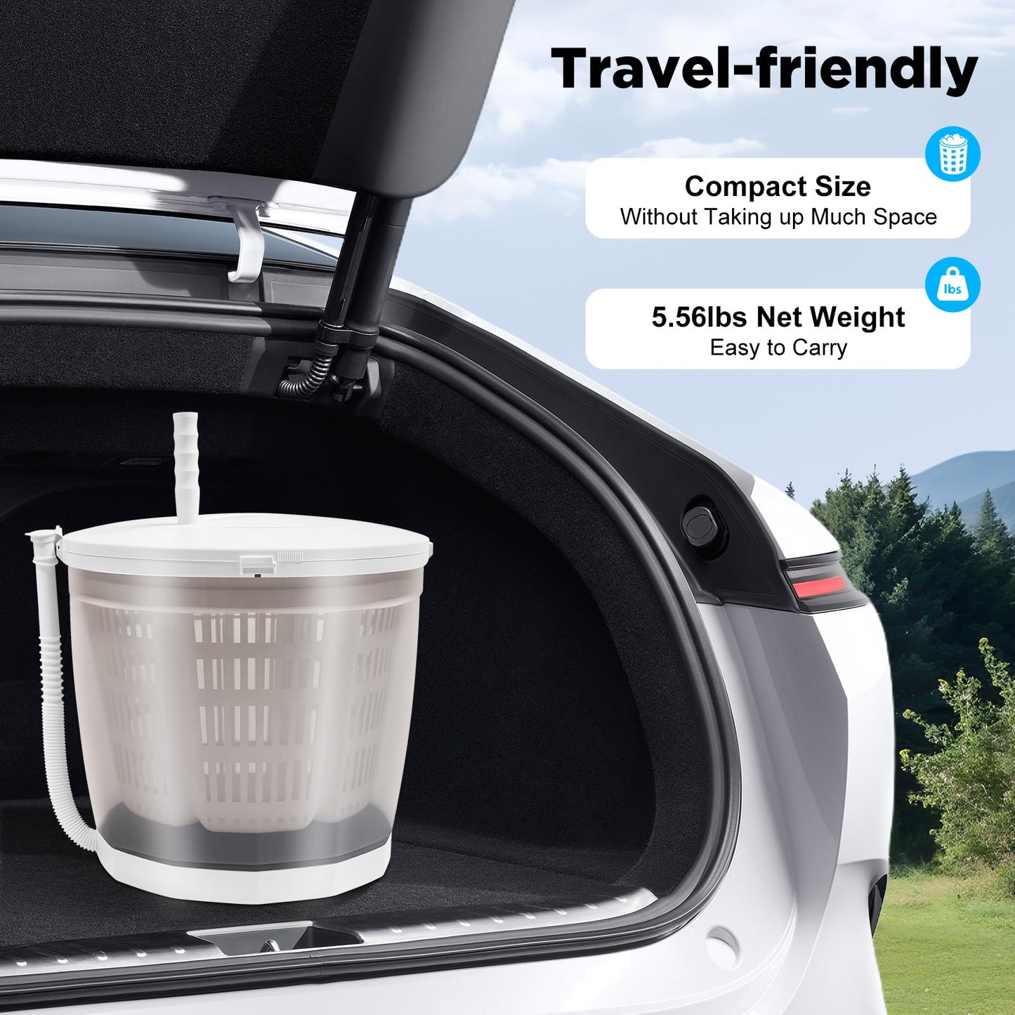 Hand Crank Washing Machine, 2 in 1 Non-Electric Washer Manual Traveling Outdoor Washing Machine Grey Mini Compact Washer Spin Dryer for RV Travel