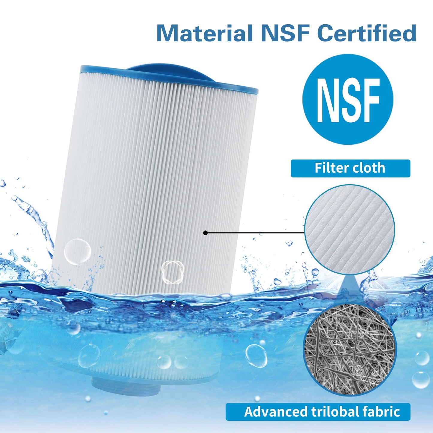 Mamokin Spa Filter 6CH-402 Replaces PMA40L-F2M, Master Spas Twilight X268365, X268543, X268511, X268514, Unicel 6CH-402, Filbur FC-0317, 2" Male Thread/MPT Hot Tub Filter 2PACK