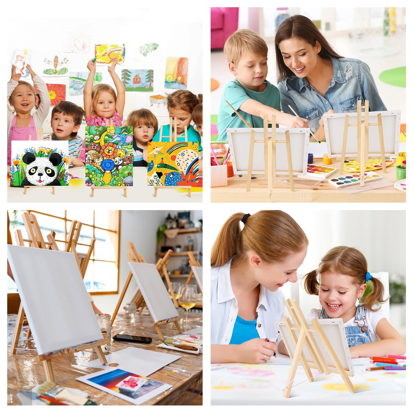 ESRICH 24 Pack 11.8" Wood Easels,Tabletop Easel for Painting,Painting Party, Displaying Canvases, Kids Student Table School Desktop, Portable Canvas Photo Picture Sign Holder