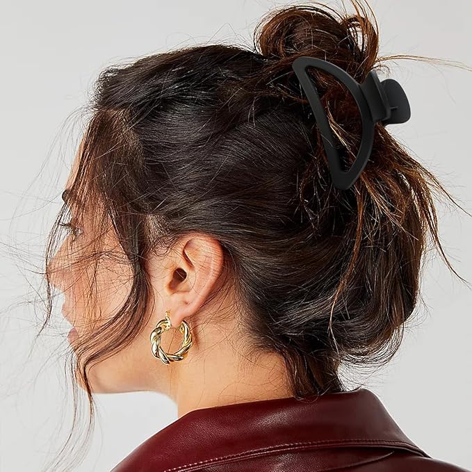 Canitor Hair Clips Set: 4 Neutral Matte Claw Clips for Thin, Medium and Thick Hair - Semicircle Cute Small Design for Women