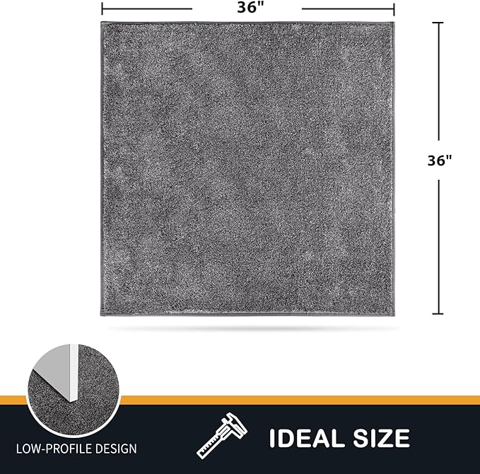PURRUGS Dirt Trapping Door Mat 36" x 36", Non-Slip Machine Washable Entryway Rug, Dog Doormat, Indoor Front Door Mat, Super Absorbent Entry Rug for Muddy Shoes & Paws, Light Grey-Dark Grey