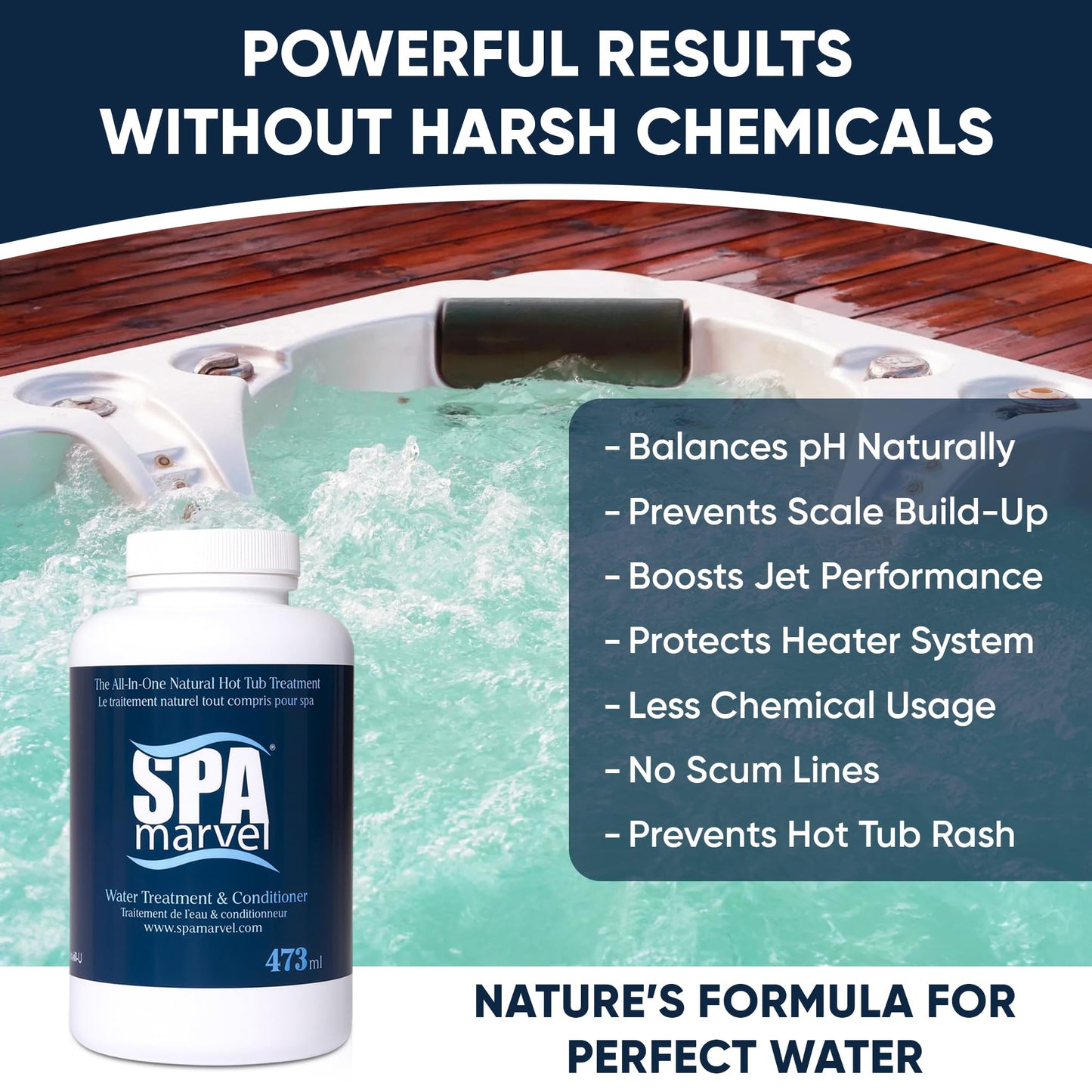 Spa Marvel Water Treatment & Conditioner – Enzyme-Based Hot Tub Water Care – Improves Water Quality, Comfort & Odor – Helps Reduce Chemicals – 16 fl oz – Lasts 30 Days – Includes 2 Sponges