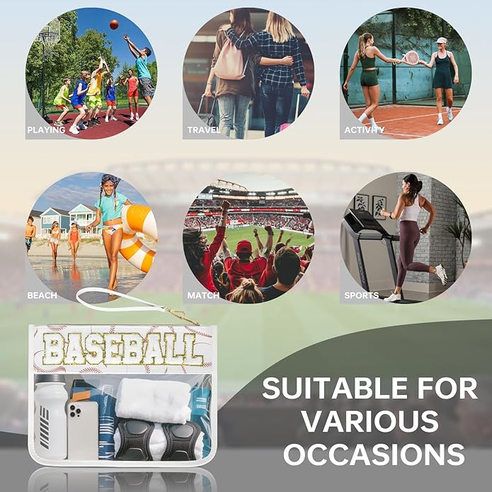 Baseball Gift Bags Baseballs Treat Bags Team Gifts Clear Chenille Letter Zipper Pouch Accessories Stuff Sport Portable