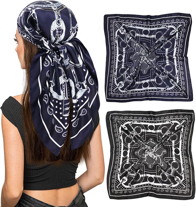 vimate 35" Square Silk Like Head Scarf - Women's Fashion Satin Scarf Bandana for Hair Wrapping at Night.
