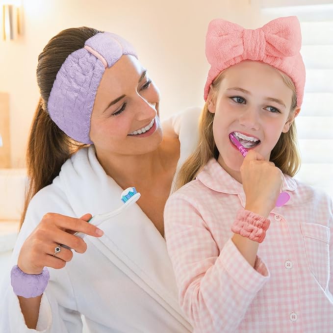 9 Pcs Spa Headband for Washing Face,Skincare Headband and Wristband Set,Women Teen Girls Facial Hairbands for Washing Face, Makeup, Sports, Yoga (light purple + orange pink + turquoise)