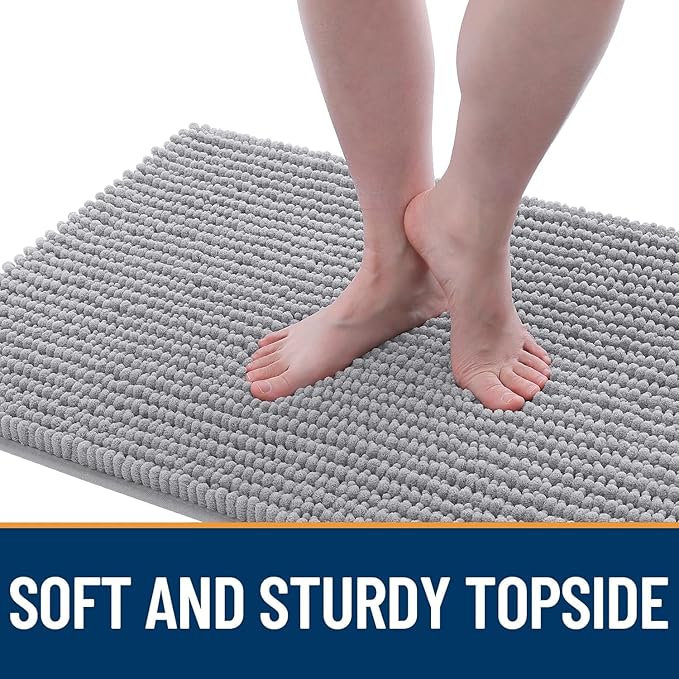 OLANLY Dog Door Mat for Muddy Paws 40x32, Ultra Absorbent Chenille Mud Doormat, Non-Slip Washable and Dirt Trapping Doormat for Indoor Entryway, Quick-Dry Indoor Pet Bed Mats for Dogs, Light Grey