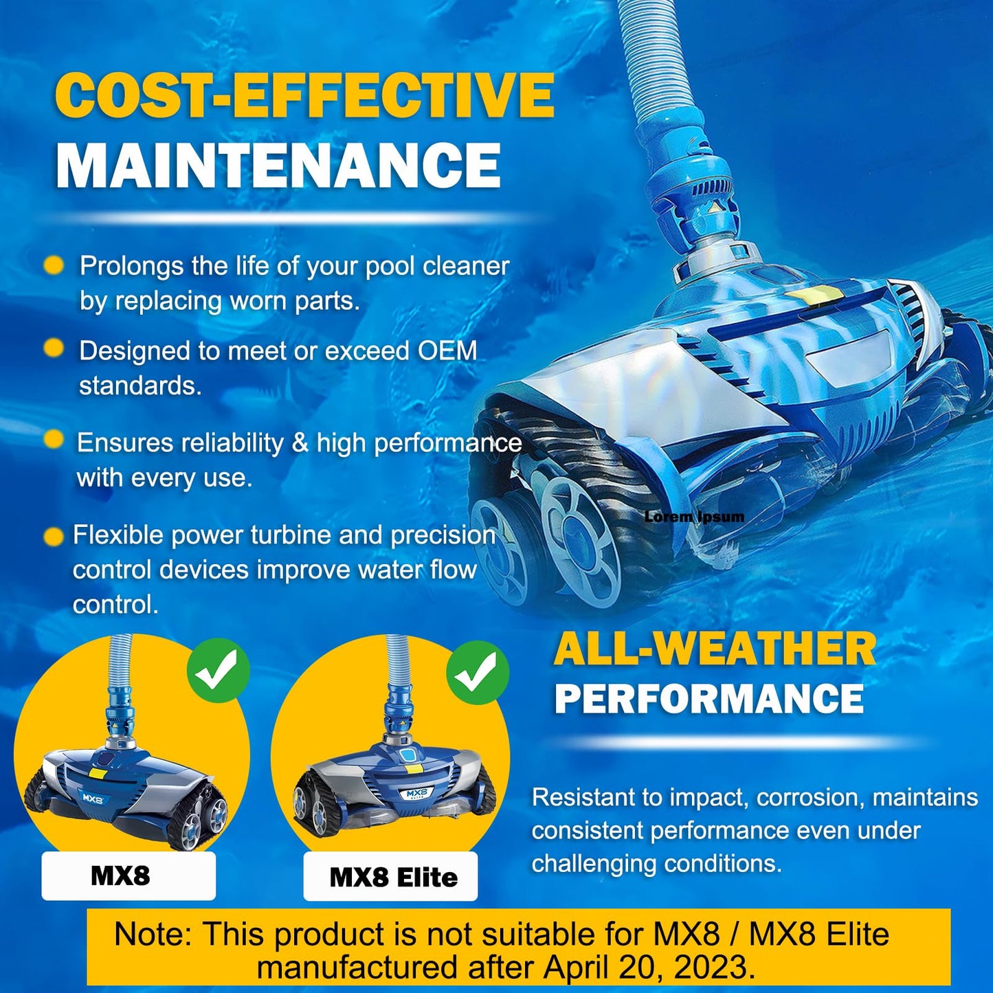 Replacement Tune-Up Kit Fit forZodiac MX6 MX8 MX6EL MX8EL Pool Cleaners , Bearings & Control Devices – R0525100 R0526100 R0527000 R0524700 R0524800 R0524900 , Complete Pool Cleaner Tune-Up Kitt