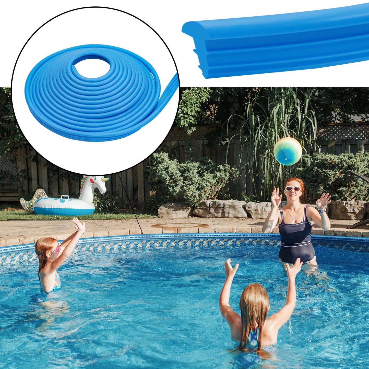 FBULWSEC 120'ft Roll Swimming Pool Liner Bead Lock for Above-Ground & In-Ground Swimming Pool Beaded Liners Wedge Lock, Blue